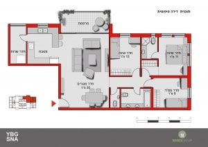Pinui Binui à Jérusalem - Brésil, Kiryat Ha'Yovel - Plan d'appartement typique